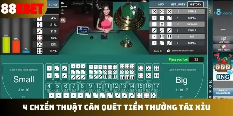 4 chiến thuật càn quét tiền thưởng tài xỉu
